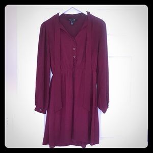 Forever 21 Long Sleeve Burgundy Dress